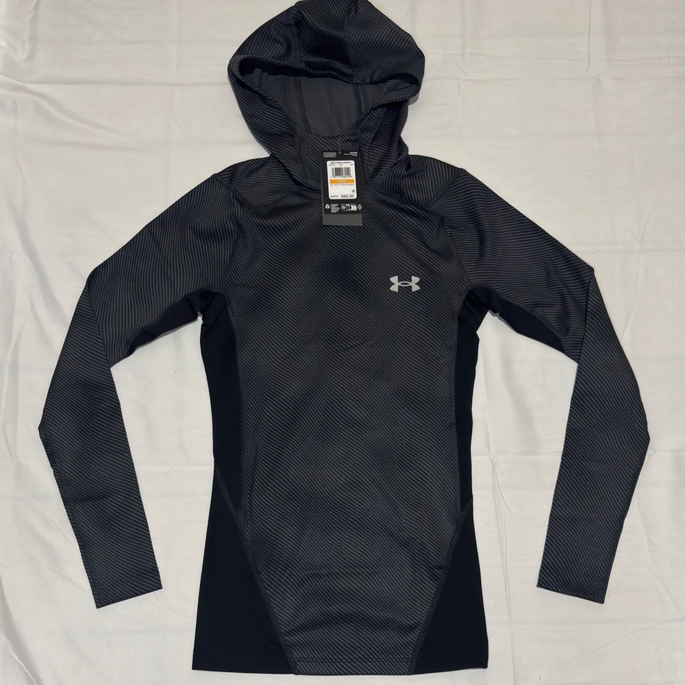 NWT Under Armour ColdGear Infrared Compression Hoodie Black Grey